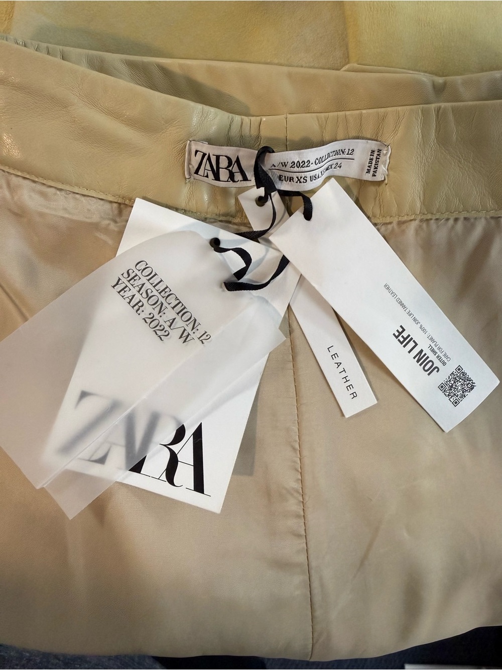 ZARA Limited Edition Leather Midi Skirt Light Tan XS - Picture 4 of 5